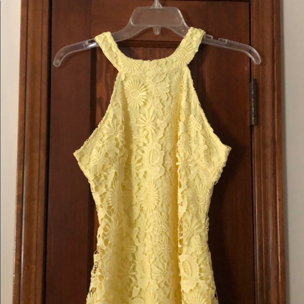 High neck semi formal laced dress